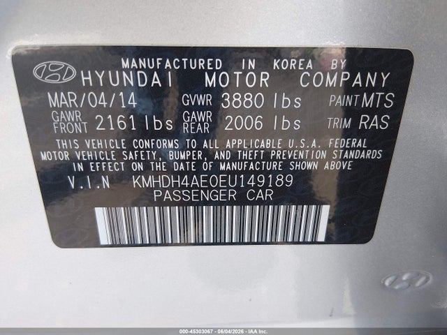 Hyundai ELANTRA SE 2014 KMHDH4AE0EU149189 Image 9