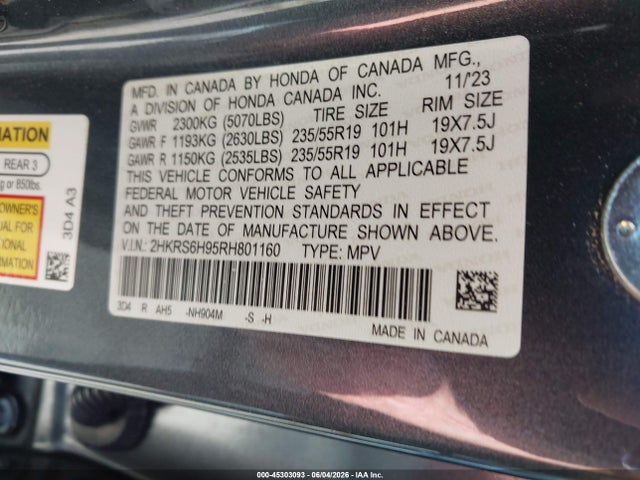 2HKRS6H95RH801160 Honda Cr-v Hybrid Sport Touring