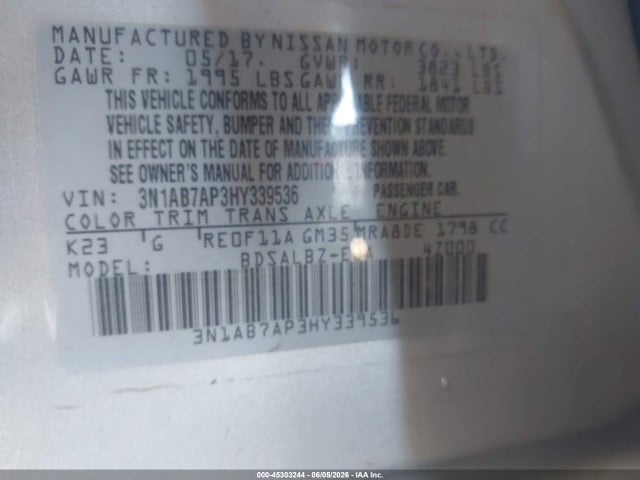 Nissan SENTRA S 2017 3N1AB7AP3HY339536 Image 9