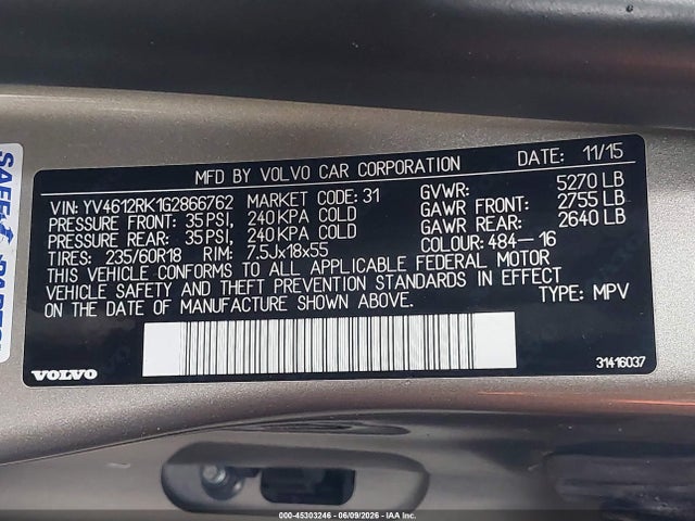 YV4612RK1G2866762 Volvo Xc60 T5 Premier