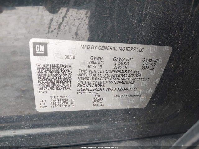 Продаж на аукціоні авто 2018 Buick Enclave Avenir, vin: 5GAERDKW6JJ284378, номер лоту: 45303256