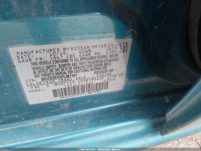 Aukcja sprzedaży 2015 Nissan Versa Note Sr, vin: 3N1CE2CPXFL387481, numer aukcji: 45303281