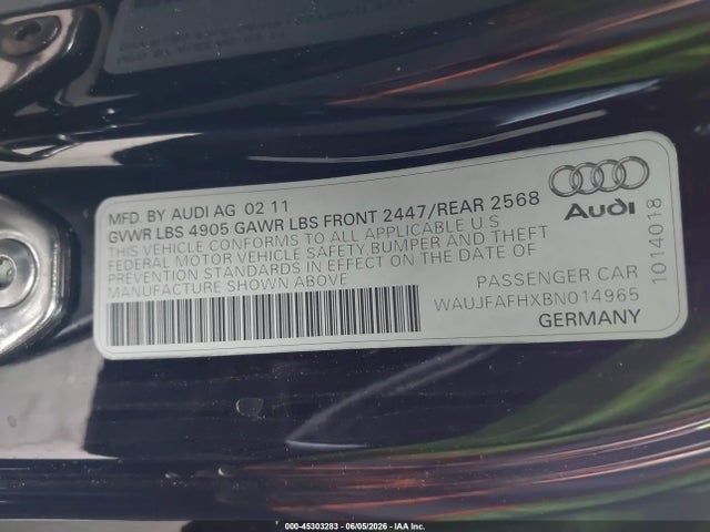 Aukcja sprzedaży 2011 Audi A5 2.0t Premium, vin: WAUJFAFHXBN014965, numer aukcji: 45303283