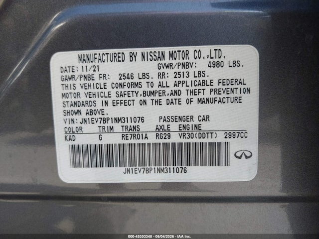 Infiniti Q50 LUXE 2022 JN1EV7BP1NM311076 Image 9