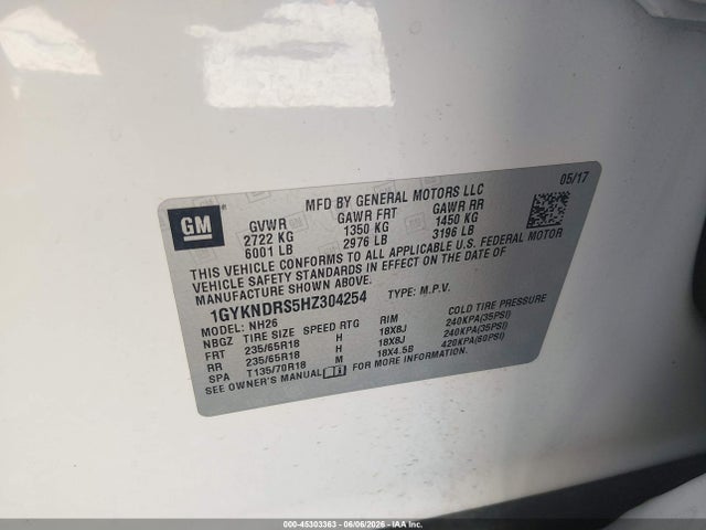Продажа на аукционе авто 2017 Cadillac Xt5 Luxury, vin: 1GYKNDRS5HZ304254, номер лота: 45303363