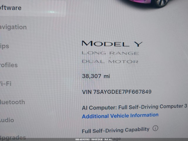 Продажа на аукционе авто 2023 Tesla Model Y Awd/long Range Dual Motor All-wheel Drive, vin: 7SAYGDEE7PF667849, номер лота: 45303382
