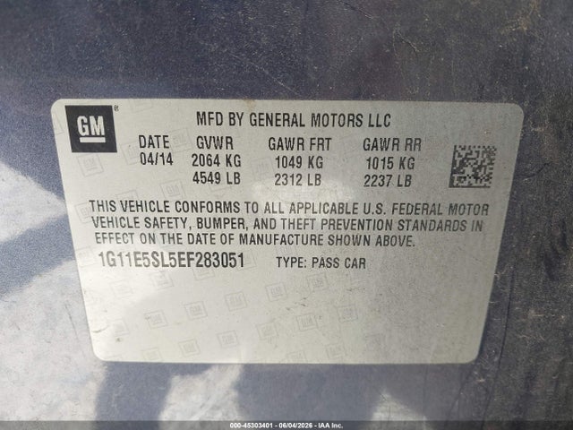 Chevrolet MALIBU 2LT 2014 1G11E5SL5EF283051 Image 9