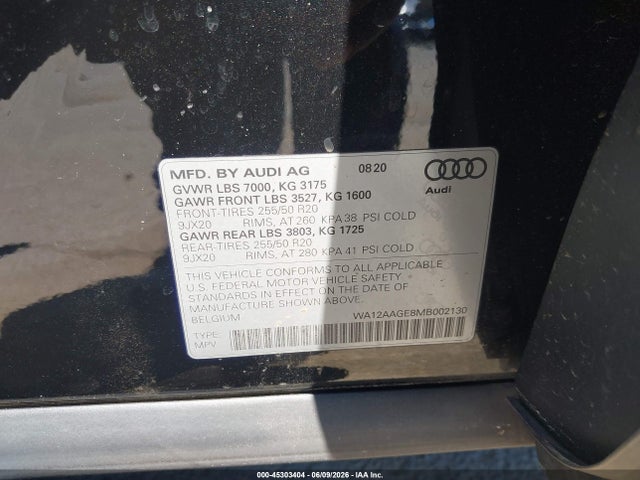 WA12AAGE8MB002130 Audi E-tron Sportback Premium Plus Quattro