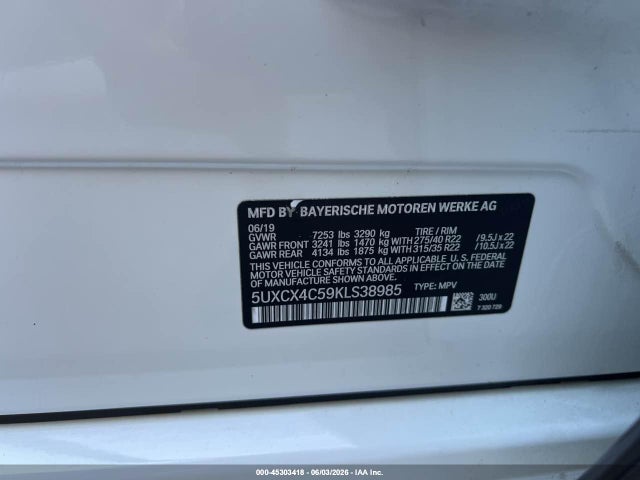 Aukcja sprzedaży 2019 Bmw X7 Xdrive50i, vin: 5UXCX4C59KLS38985, numer aukcji: 45303418