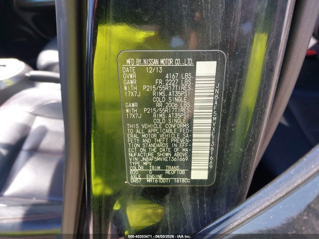 Aukcja sprzedaży 2014 Nissan Juke Sl, vin: JN8AF5MVXET361669, numer aukcji: 45303471