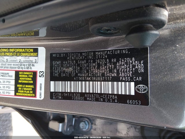 4T1K61AK1RU897117 Toyota CAMRY XSE
