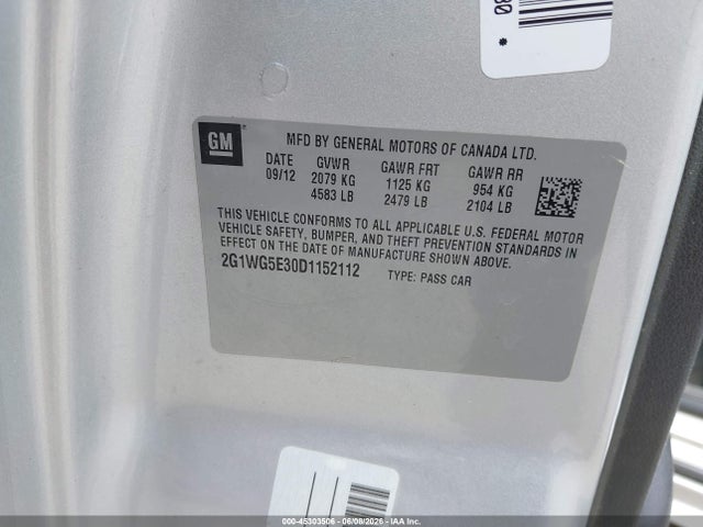 Продаж на аукціоні авто 2013 Chevrolet Impala Lt, vin: 2G1WG5E30D1152112, номер лоту: 45303506