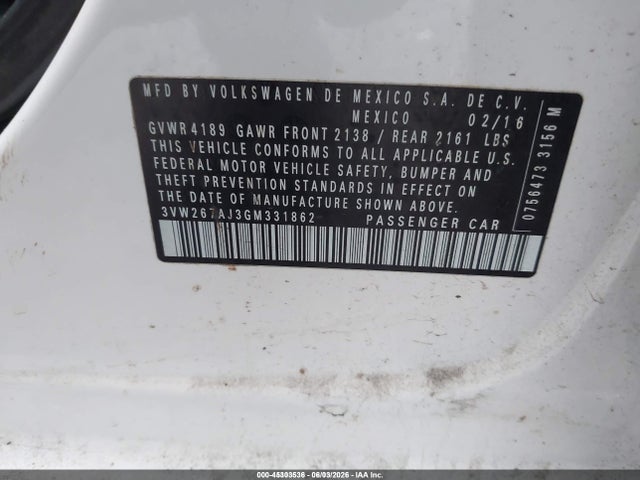 3VW267AJ3GM331862 Volkswagen Jetta 1.4t S