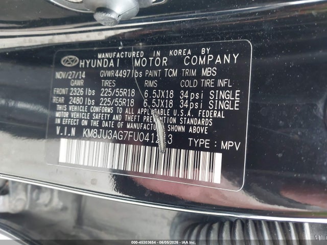 Aukcja sprzedaży 2015 Hyundai Tucson Limited, vin: KM8JU3AG7FU041213, numer aukcji: 45303654