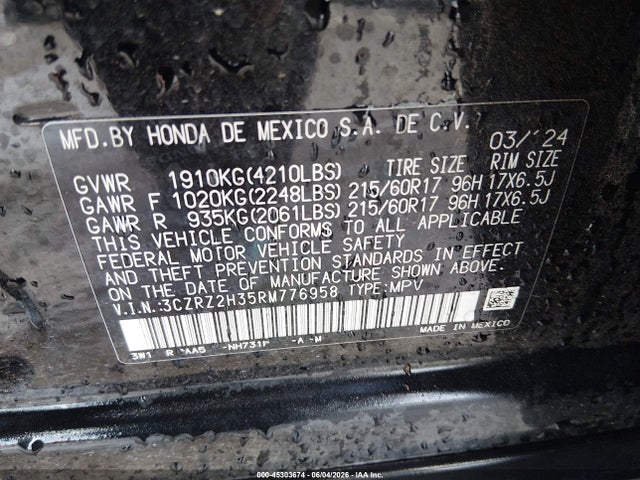 Honda Hr-v Awd Lx 2024 3CZRZ2H35RM776958 Image 9
