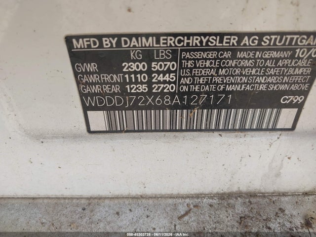 Aukcja sprzedaży 2008 Mercedes-benz Cls 550, vin: WDDDJ72X68A127171, numer aukcji: 45303728