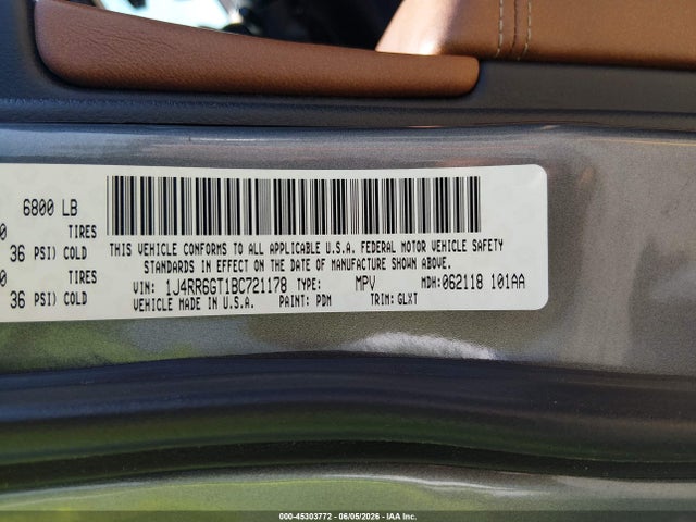 Aukcja sprzedaży 2011 Jeep Grand Cherokee Overland, vin: 1J4RR6GT1BC721178, numer aukcji: 45303772
