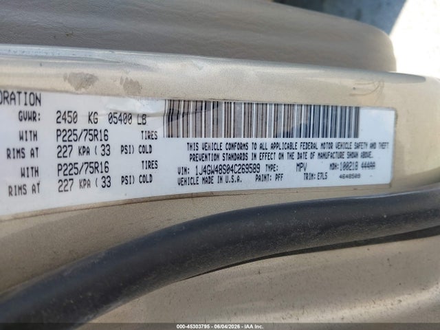2004 Jeep Grand Cherokee Laredo მანქანა იყიდება აუქციონზე, vin: 1J4GW48S04C269589, აუქციონის ნომერი: 45303795