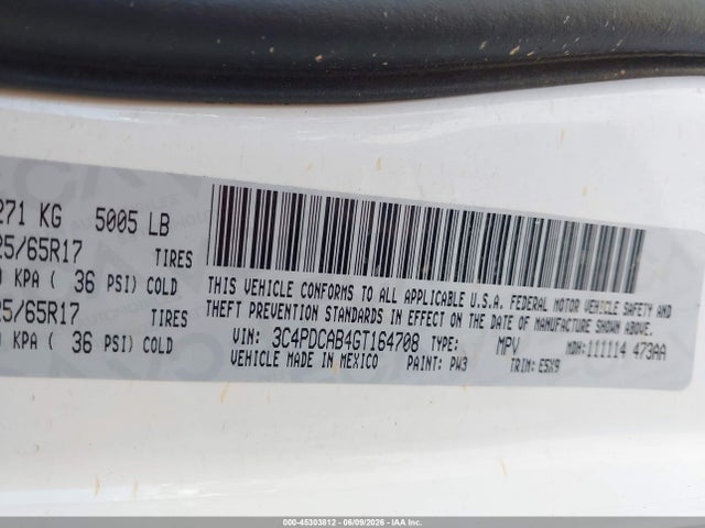 Aukcja sprzedaży 2016 Dodge Journey Se, vin: 3C4PDCAB4GT164708, numer aukcji: 45303812
