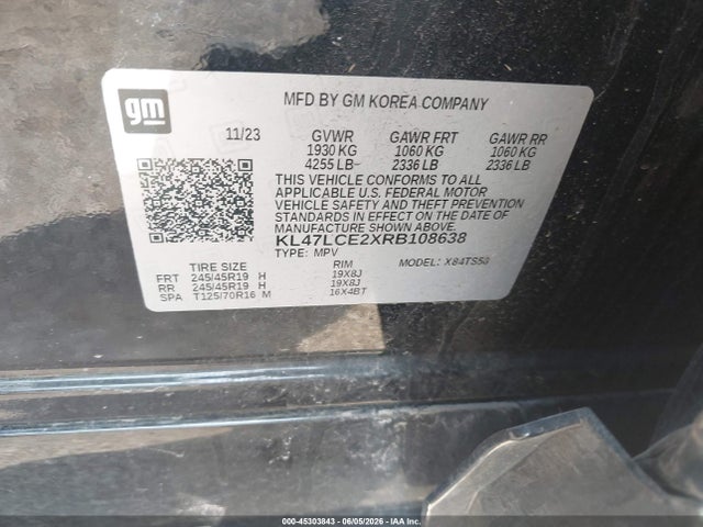 45303843 :رقم المزاد ، KL47LCE2XRB108638 vin ، 2024 Buick Envista Avenir Fwd مزاد بيع