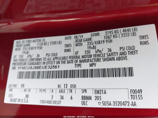 Ford Escape Titanium 2014 1FMCU9J98EUE32561 Image 9