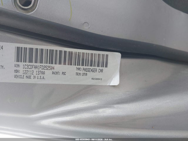 Продаж на аукціоні авто 2015 Dodge Dart Se, vin: 1C3CDFAA1FD252504, номер лоту: 45303943