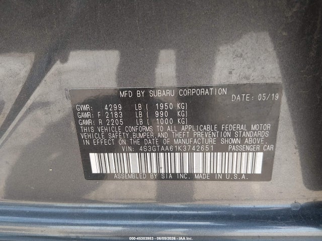 Subaru Impreza 2.0i 2019 4S3GTAA61K3742651 Image 9