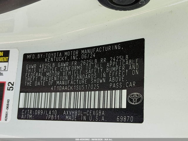 Продаж на аукціоні авто 2025 Toyota Camry Xle, vin: 4T1DAACK1SU517025, номер лоту: 45303992