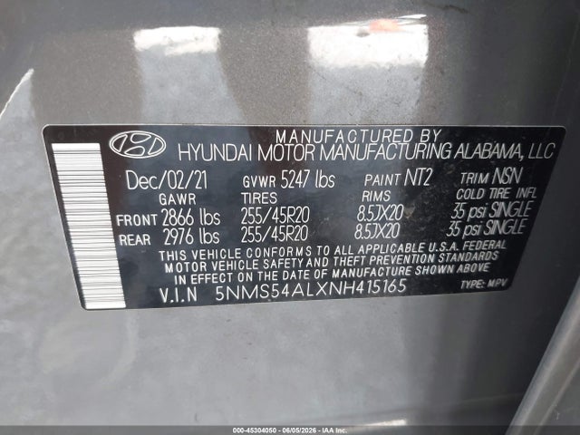 Hyundai Santa Fe Calligraphy 2022 5NMS54ALXNH415165 Image 9