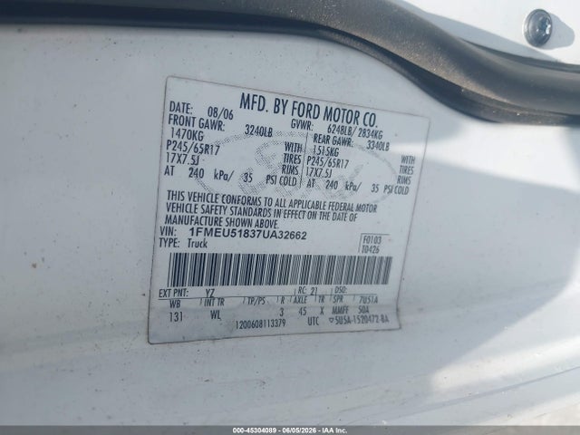Продаж на аукціоні авто 2007 Ford Explorer Sport Trac Xlt, vin: 1FMEU51837UA32662, номер лоту: 45304089