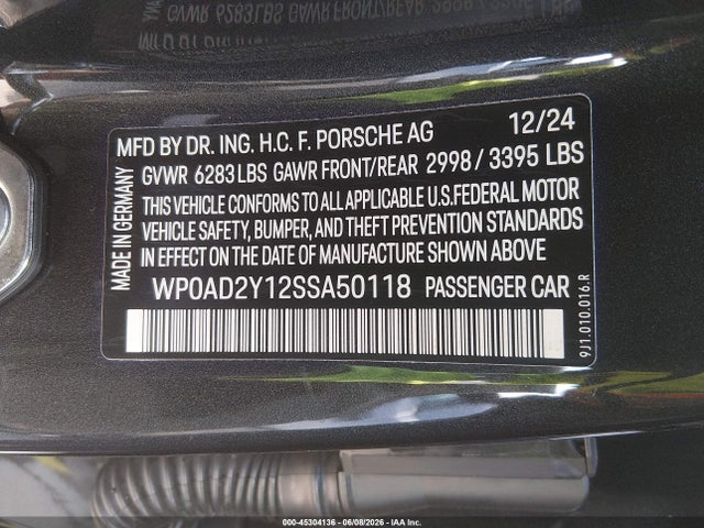 WP0AD2Y12SSA50118 Porsche TAYCAN GTS