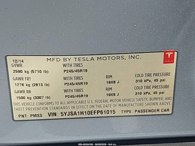 Aukcja sprzedaży 2014 Tesla Model S P85, vin: 5YJSA1H10EFP61015, numer aukcji: 45304196