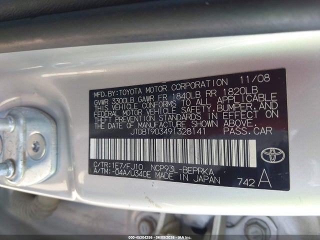 Aukcja sprzedaży 2009 Toyota Yaris, vin: JTDBT903491328141, numer aukcji: 45304256