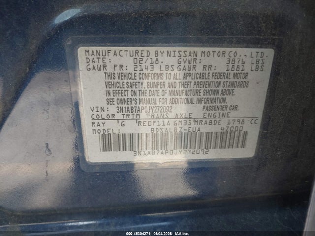 Nissan SENTRA S 2018 3N1AB7AP0JY272092 Image 9
