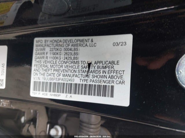 19UUB6F53PA002493 Acura Tlx A-spec Package