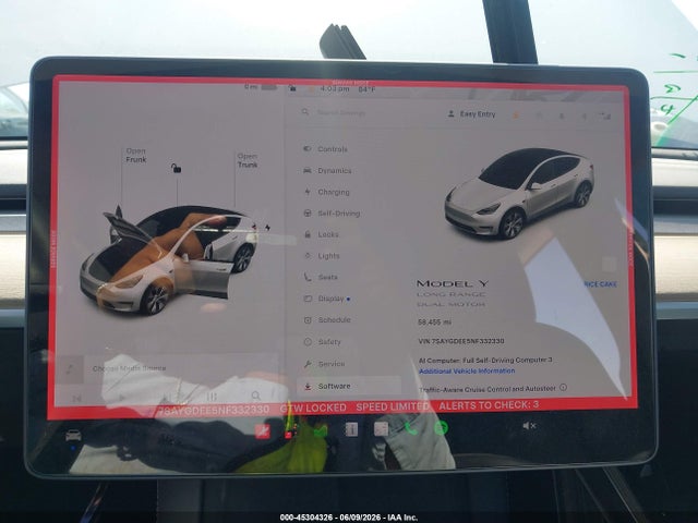 Aukcja sprzedaży 2022 Tesla Model Y Long Range Dual Motor All-wheel Drive, vin: 7SAYGDEE5NF332330, numer aukcji: 45304326