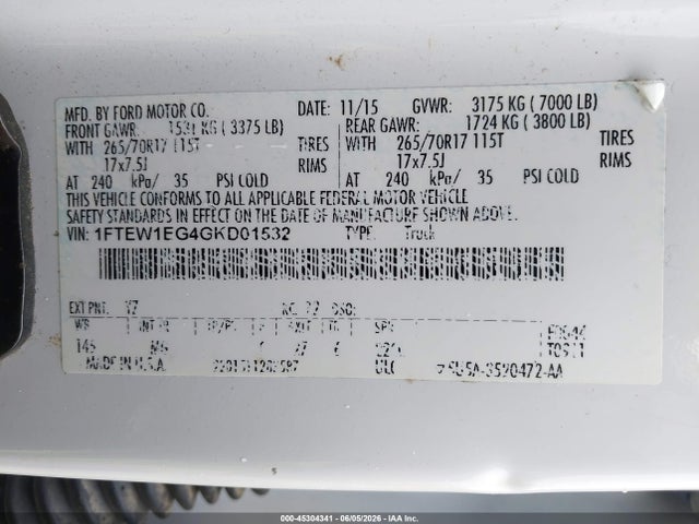 Ford F-150 Xlt 2016 1FTEW1EG4GKD01532 Image 9