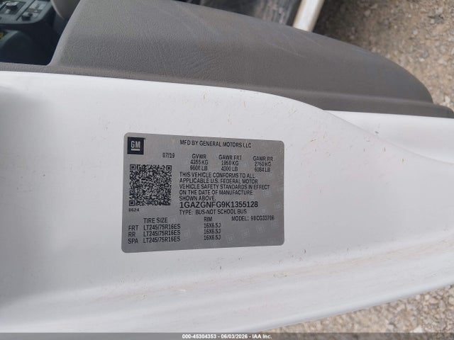 Chevrolet Express 3500 Ls 2019 1GAZGNFG9K1355128 Image 8
