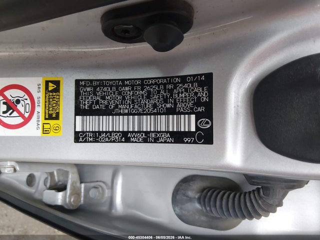 Продажа на аукционе авто 2014 Lexus Es 300h, vin: JTHBW1GG7E2054101, номер лота: 45304406