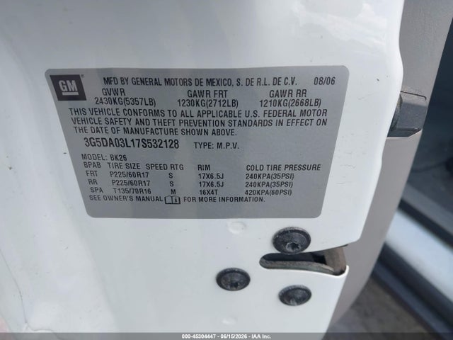 Aukcja sprzedaży 2007 Buick Rendezvous Cx, vin: 3G5DA03L17S532128, numer aukcji: 45304447