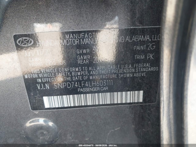 Hyundai ELANTRA SE 2020 5NPD74LF4LH603111 Image 9