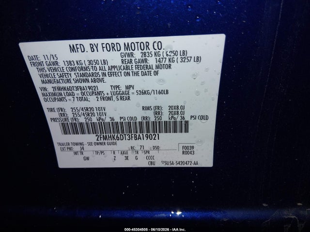 Ford Flex Limited 2015 2FMHK6DT3FBA19021 Image 9