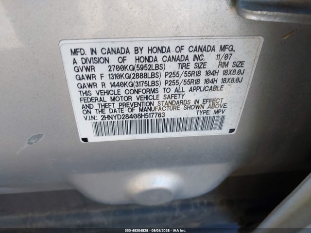Продажа на аукционе авто 2008 Acura Mdx Technology Package, vin: 2HNYD28408H517763, номер лота: 45304525