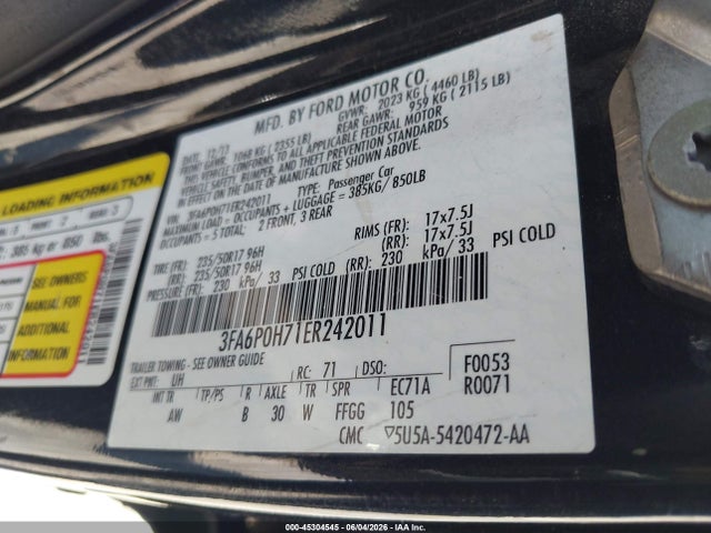 Ford FUSION SE 2014 3FA6P0H71ER242011 Image 9