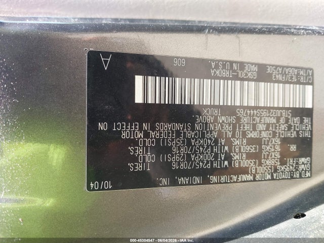 Aukcja sprzedaży 2005 Toyota Tundra, vin: 5TBJU32195S444765, numer aukcji: 45304547