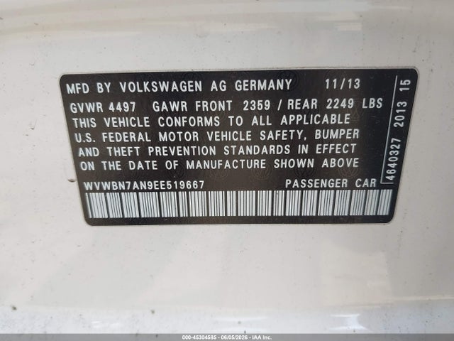 Aukcja sprzedaży 2014 Volkswagen Cc 2.0t R-line, vin: WVWBN7AN9EE519667, numer aukcji: 45304585