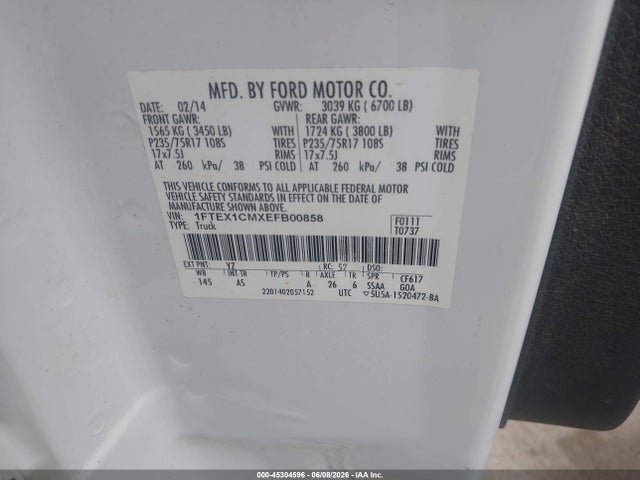 1FTEX1CMXEFB00858 Ford F-150 Xl