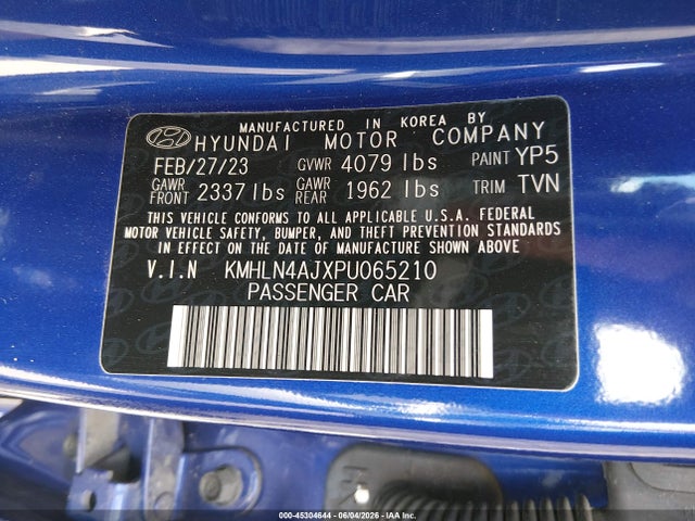 2023 Hyundai Elantra Hybrid Limited მანქანა იყიდება აუქციონზე, vin: KMHLN4AJXPU065210, აუქციონის ნომერი: 45304644