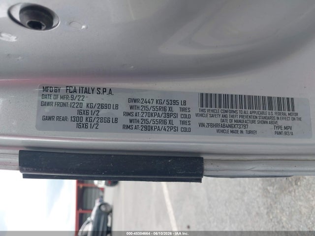2022 Ram Promaster City Cargo Van მანქანა იყიდება აუქციონზე, vin: ZFBHRFAB4N6X73797, აუქციონის ნომერი: 45304664