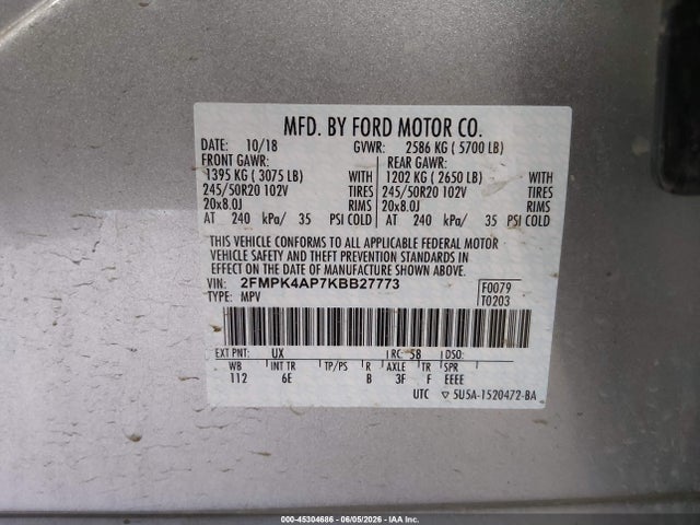 Ford EDGE ST 2019 2FMPK4AP7KBB27773 Image 9